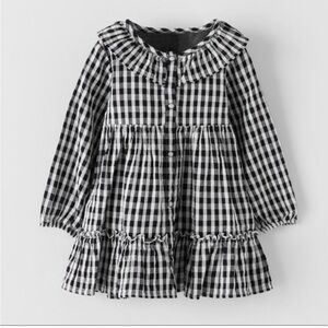 •Zara• gingham snap up dress